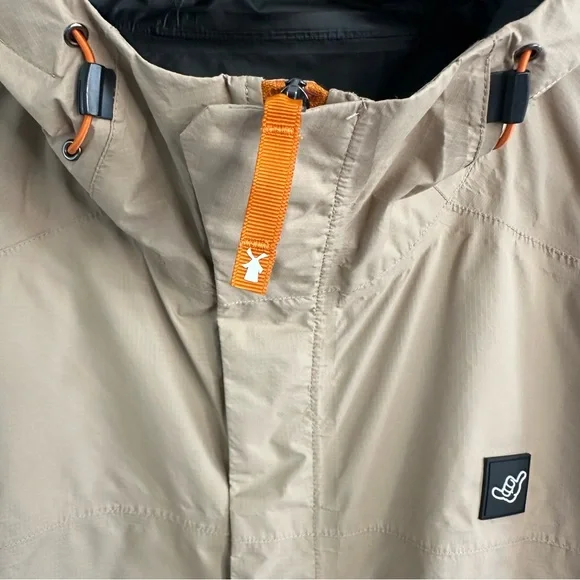 Dutch Bros Coffee Khaki Full Zip Up Rain Jacket MEDIUM + XXL Excellent Unisex - Picture 8 of 15